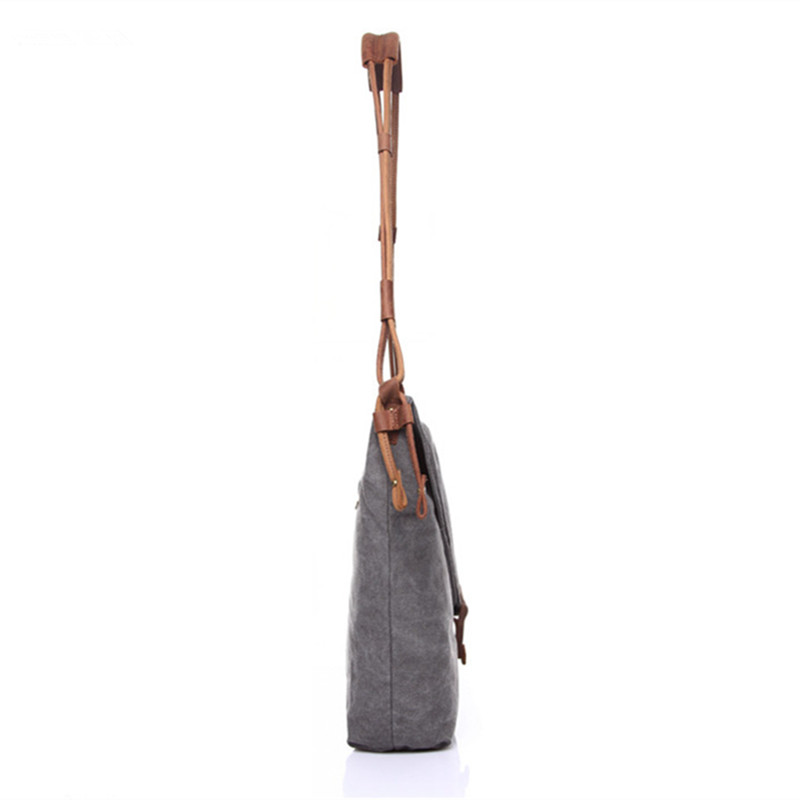 Women's Canvas Shoulder Bags Vintage Style Unisex Crossbody Bags Literary Leather Belt Messenger Bags