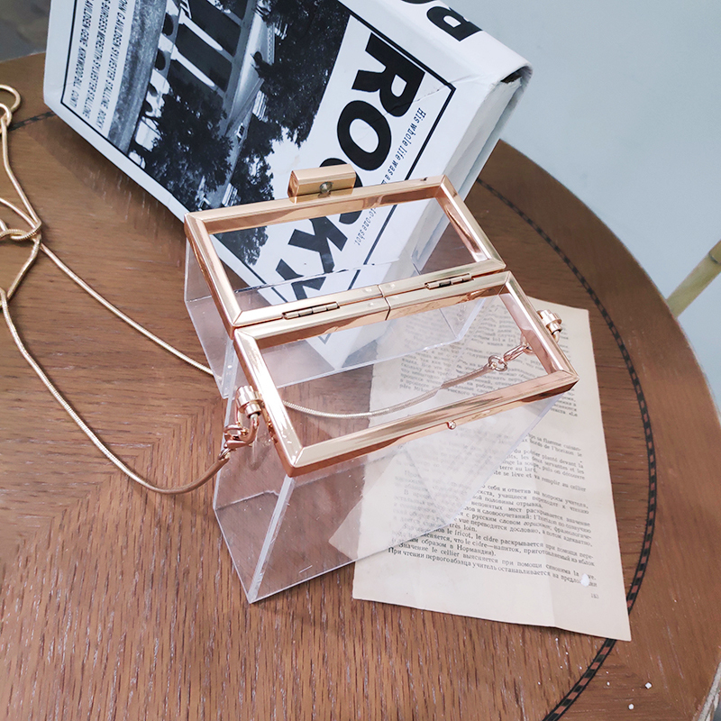 Transparent Bag Small Woman Mobile Phone Bag Chain Lipstick Messenger Handbag Personality Cigarette Case Acrylic Clutch New