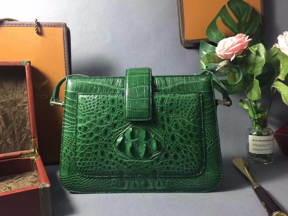 100% Real/Genuine Crocodile Skin Women shouder Handbag leather strap, Crocoidle skin cross body messenger bag white orange green