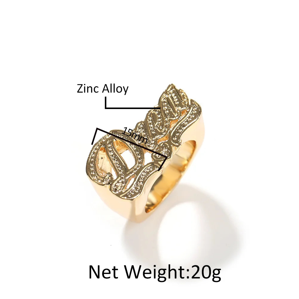 Uwin Customized Name Ring Personalized Zinc Alloy Letter Ring Womens Fashion Ice Charm Hip Hop Jewelry Gift 241106
