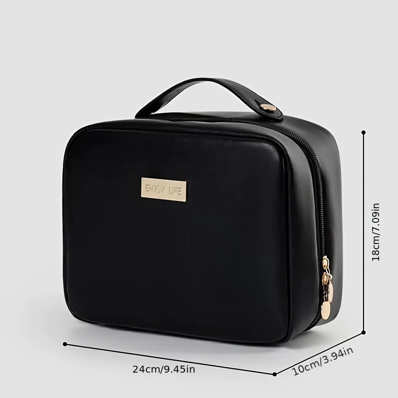 1pc Travel Makeup Bag - PU Leather Double Layer Make Up Bag Clear Cosmetic Bag With Zipper, Large Makeup Bags For Women Cosmetic