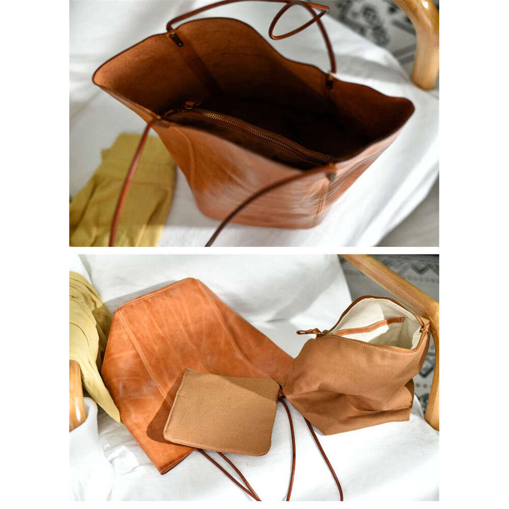 OLOEY Vintage Organizer Genuine Leather Ladies Design Tote Fashion Casual Natural Real Cowhide Women Shoulder Shopping Bag