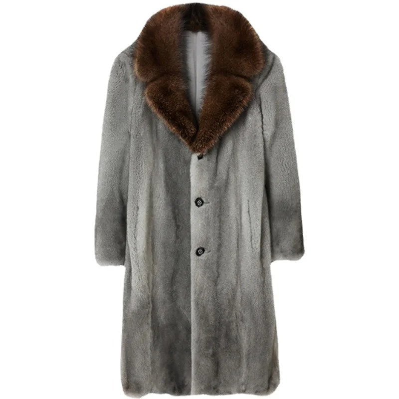 S-6XL size fashionable mens winter jacket gray warm mink velvet mens jacket loose outdoor sports and leisure long park 241107