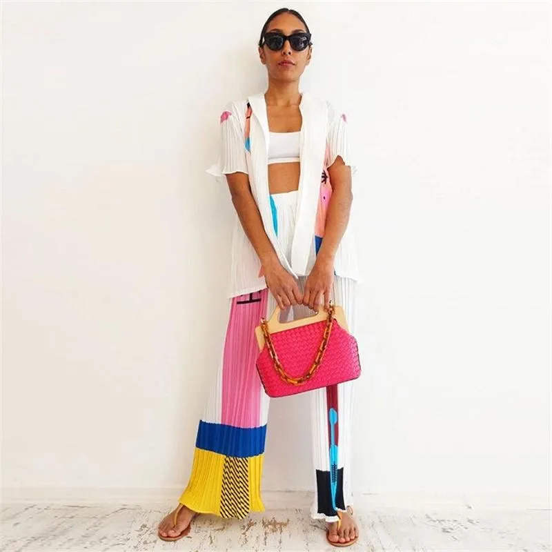 Women's Two Piece Pants Set Women Summer Short Sleeve Shirt Tops And Pant Suits Streetwear Casual Sets Outfits Drop Wholesale