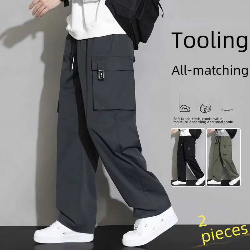 American Style Green Cargo Pants Loose-fit Straight-leg Pants For Men Casual Long Trousers For Autumn Youth LX241107