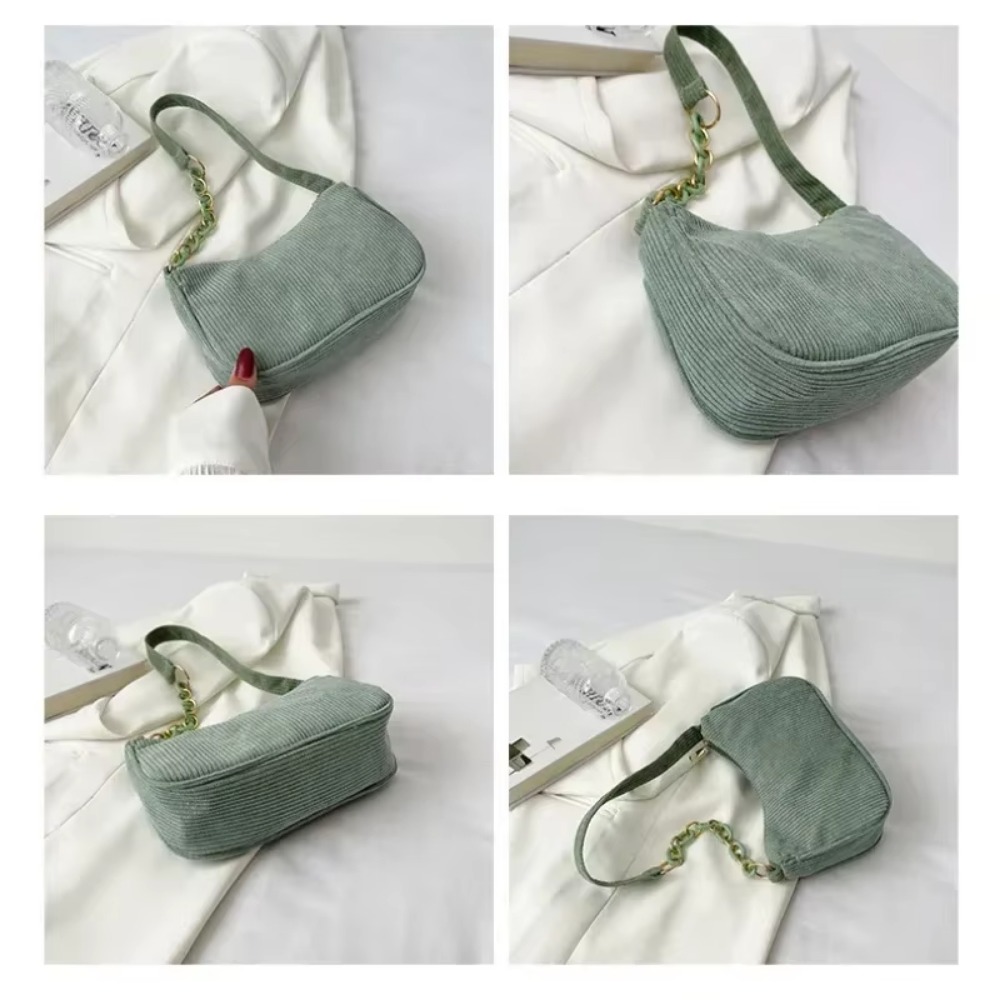 1PC Fashion Vintage Women's Handbags Corduroy Underarm Bag Casual Women Shoulder Bags Solid Color Zipper Female Handbag Clutch
