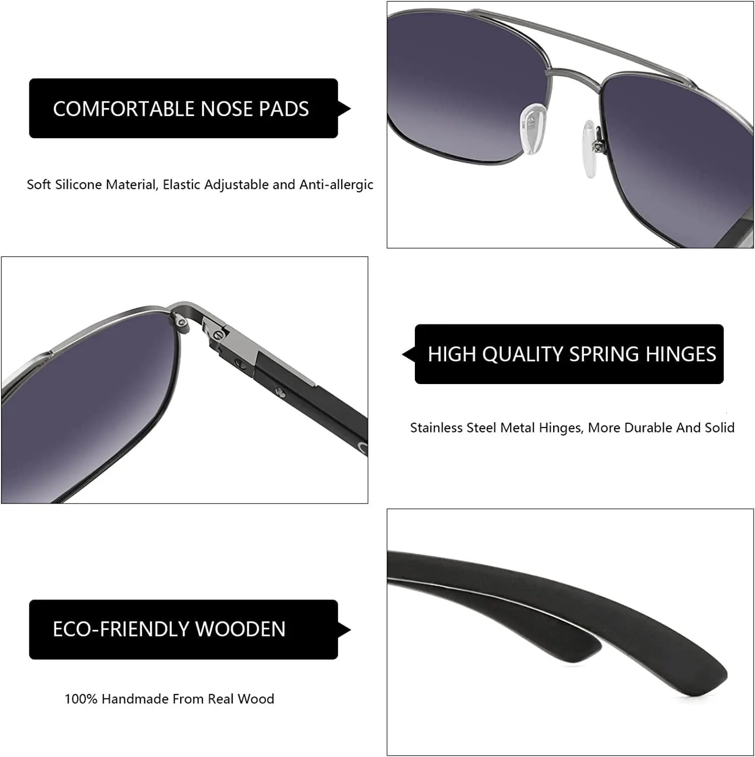 ZENOTTIC Mens Wood Polarized Sunglasses 100% UV Protection Fishing Driving Golf Sunshade Glasses 241106