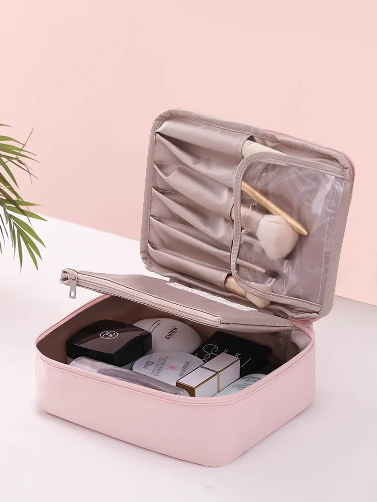 Ladies Portable High Appearance Index Cosmetic Bag Large Capacity Travel Washing Bag Three Dimensional Makeup Storage Bag