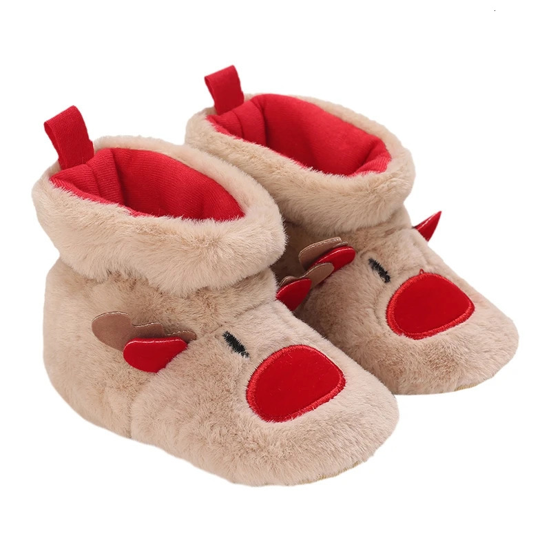 Tregren Year Christmas Baby Winter Snow Boots Soft AntiSlip Elk Booties Warm First Walkers Toddler Boys Girls Crib Shoes 241107