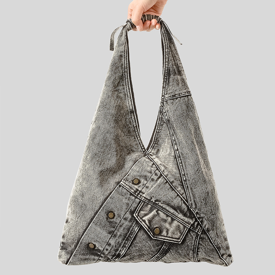 Vintage Rivet Denim Women Shoulder Bags Designer Jeans Lady Handbags Casual Simple Y2K Large Tote Shopper Purses 2024