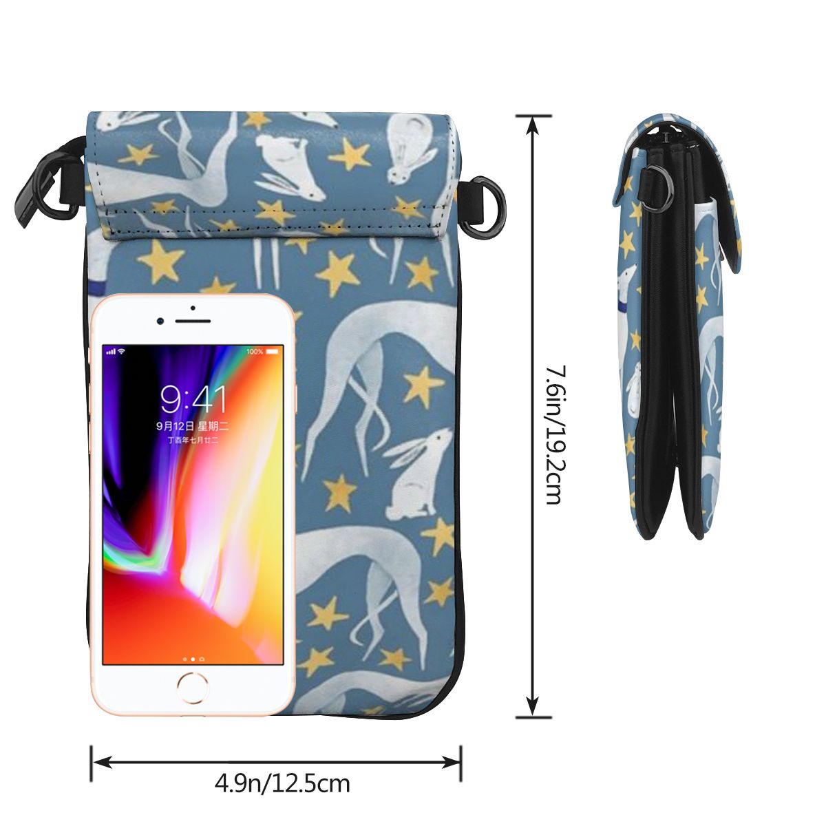 New Women Bag Hare And Stars Print Mini Leather Purses And Handbags Greyhound Dog Phone Bags Messenger Bag Female Shoulder Bags