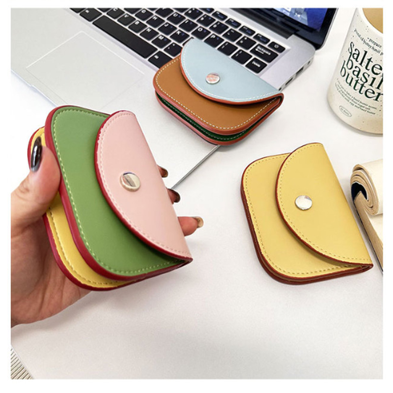 Korean girls high appearance smooth leather envelope card sleeves simple style cardholder coin small gadget short wallet
