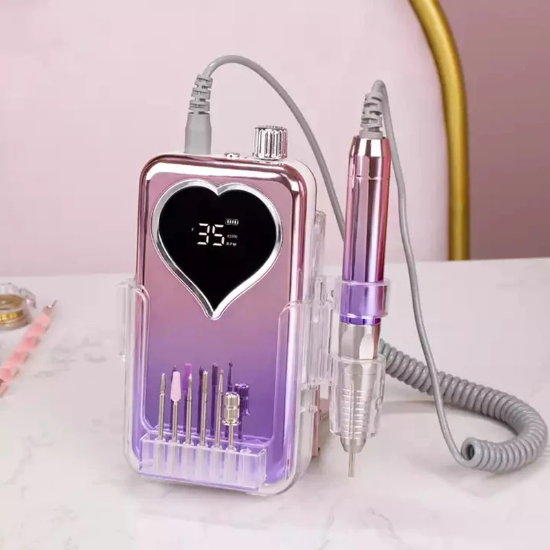 UV LED Nail Lamp Nail Drill Professional Manicure Machine Tools Rechargeable Wireless 35000 Purple Salon Nail Art Tool Kit Set 241106