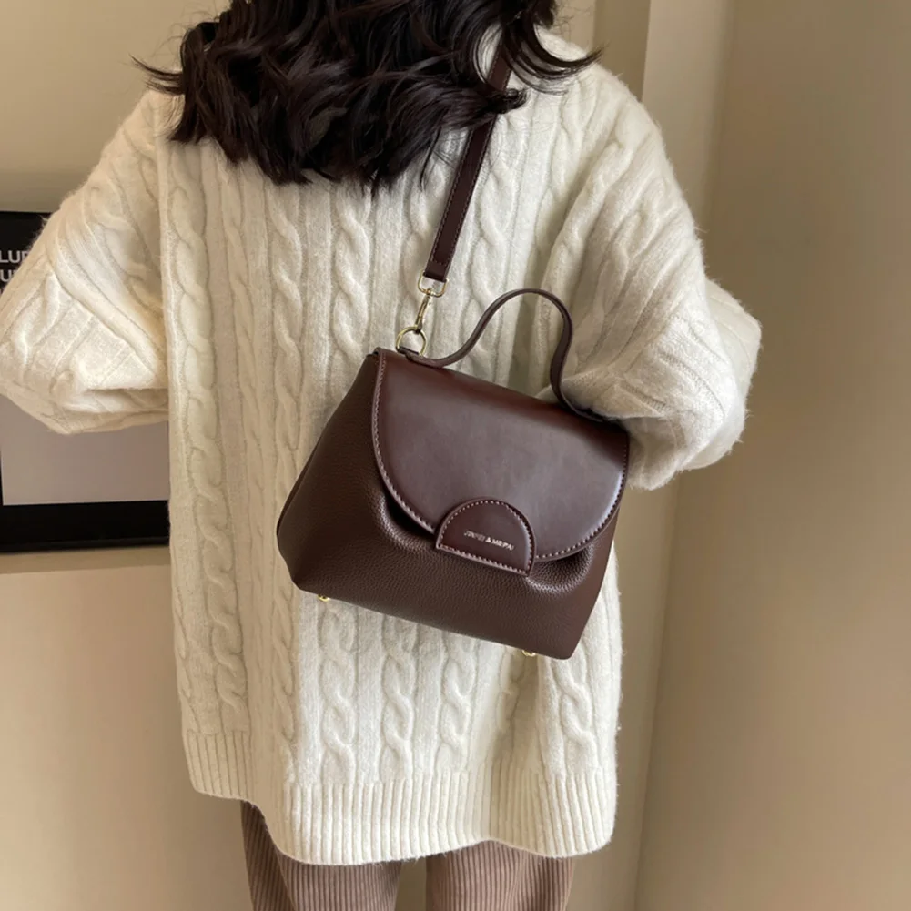 Women Crossbody PU Leather Fashion Sling Bag Solid Color Chic Simple Handbag Daily Purse for Female