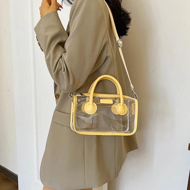 5-color transparent PVC handbag practical and fashionable shoulder bag transparent cross shaped bag zipper 23x7.5x14cm 241107