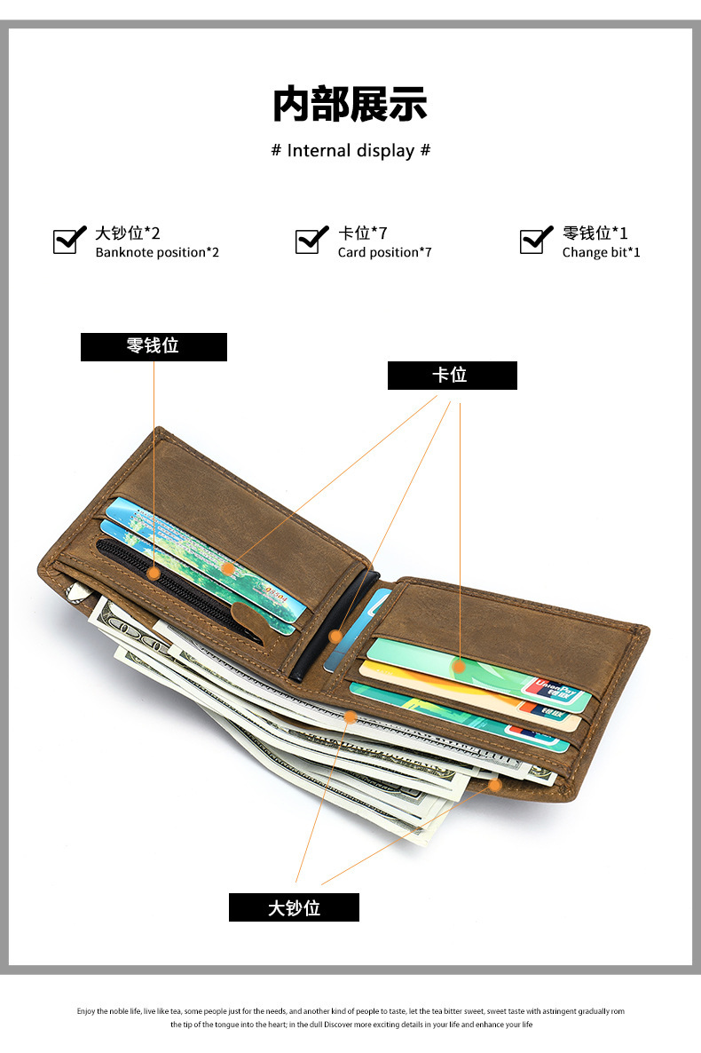 Vintage Designer Men Wallet Genuine Leather Cowhide Wallet RFID Blocking Card Holder Bifold Brand Luxury Short Pocket Purse Gift