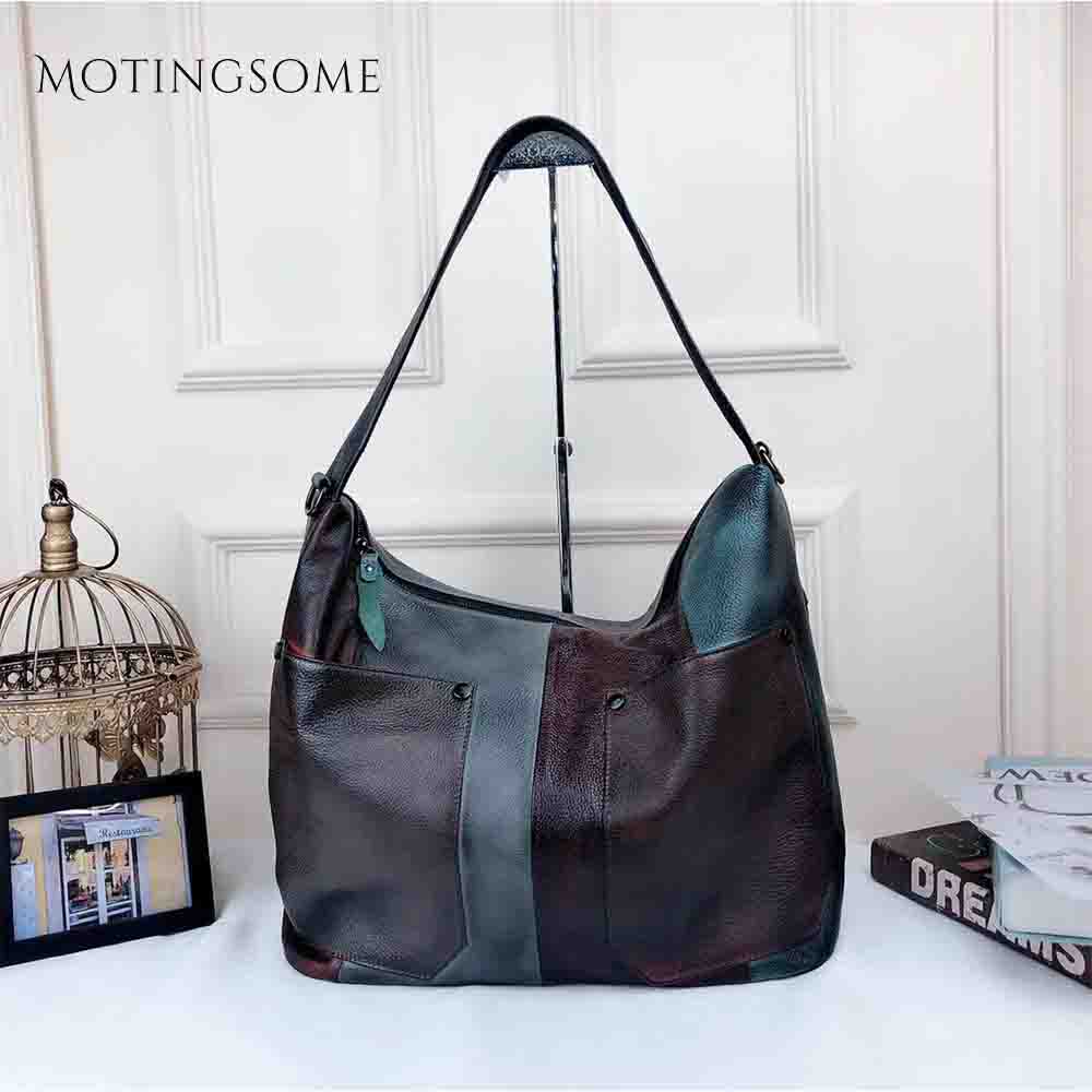 Patchwork Style Genuine Leather Women Tote Bag Cowhide Handbag Large Shopper Bag Fashion Bag Ladies Luxury Desgin Bag 2020 New