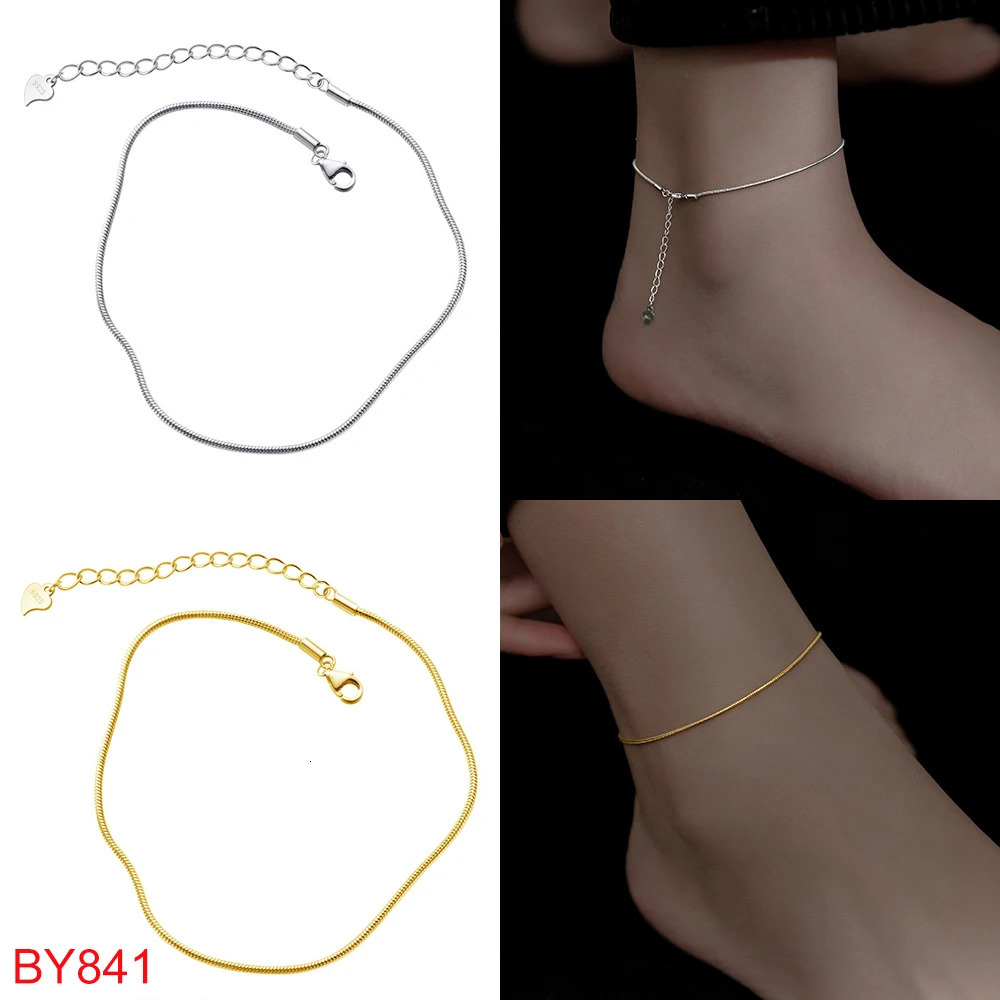 INZATT Real 925 sterling silver snake bone single chain ankle bracelet suitable for womens classic exquisite jewelry minimalist summer accessories 241