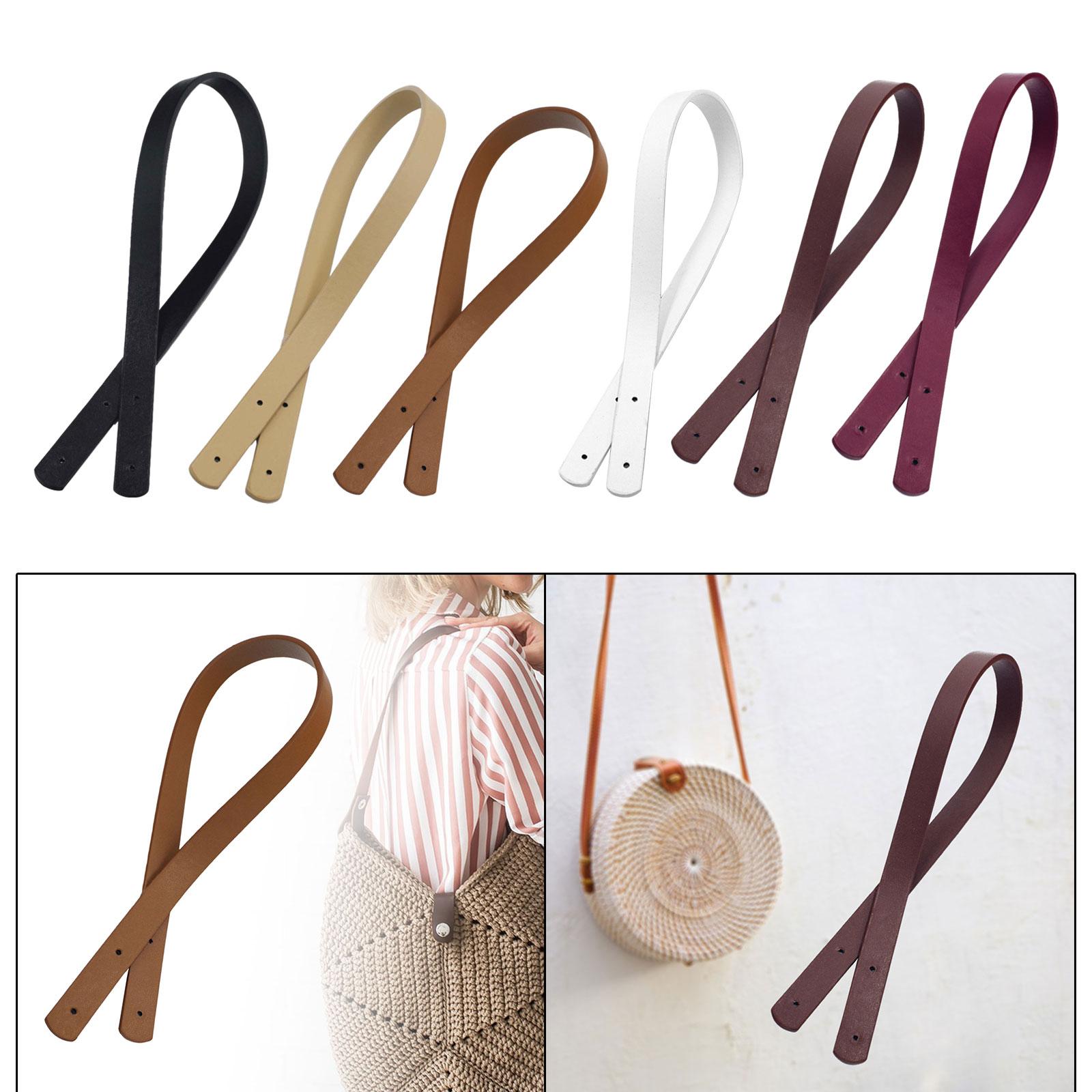 Tote Bag Strap PU Leather with Holes Belt Simple 60cm Solid Color Handbag Handle for DIY Women's Bag Shoulder Bag Handmade Bag