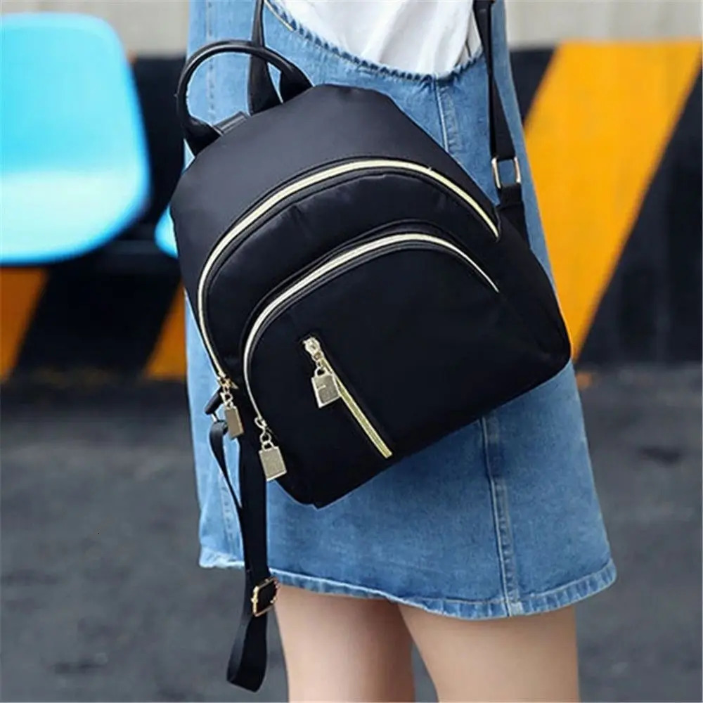 Womens MultiFunction fashion Girl Oxford Daypack Travel Cute Mini Backpack Shoulder Bag Black Purse 241029