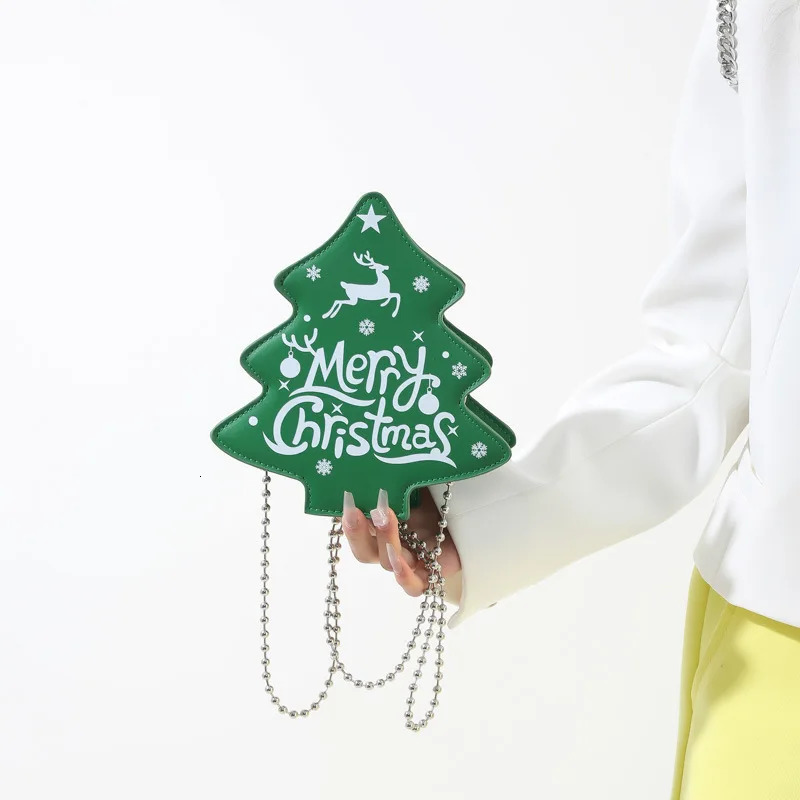Cartoon Christmas Tree Mini Womens Bag Chain One Shoulder Horizontal Bag er Bag Wallet Handbag 241106