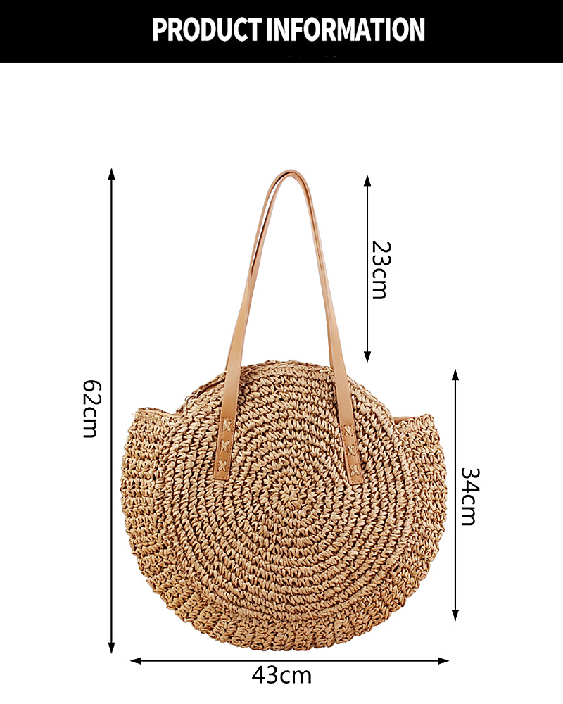 Handmade Half-Round Rattan Woven Straw Bag Summer Women Messenger Crossbody Bags Girls Small Beach Handbag 2023