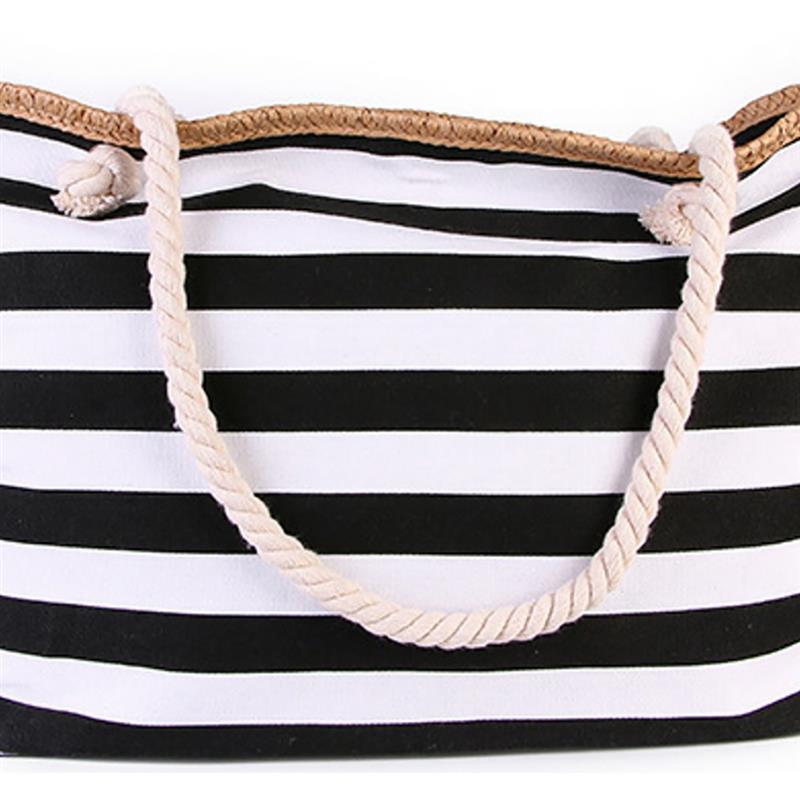 2019 New Beach Tote Bag Fashion Women Canvas Summer Large Capacity Striped Shoulder Bag Tote Handbag Shopping Shoulder Bags