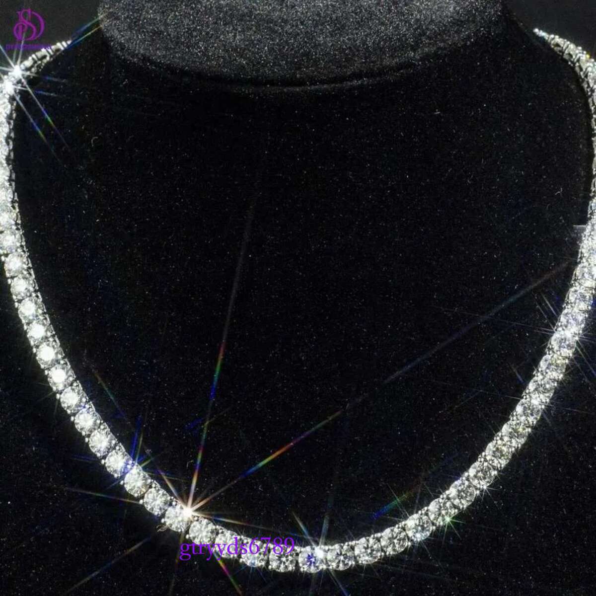 Factory Custom Cheap China Wholesale Blue Vvs Moissanite Dia Cluster Tennis Chain