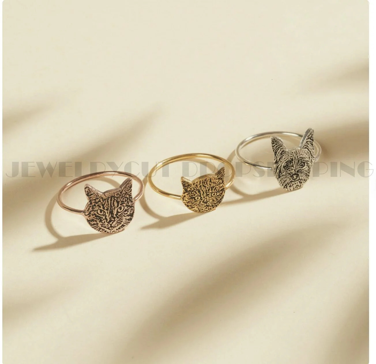 Customized portrait pet po ring cat jewelry personalized pet picture ring pet commemorative jewelry dog lover gift 241106