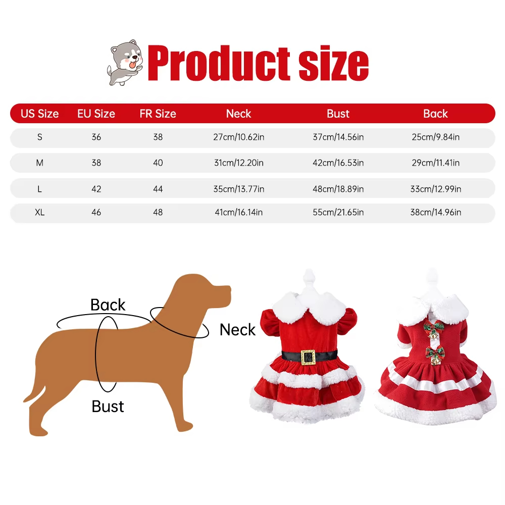 Dresses For Small Dogs Clothes Winter Warm Skirt Christmas Cosplay Cat Pet Dog Fancy Princess Puppy Dress