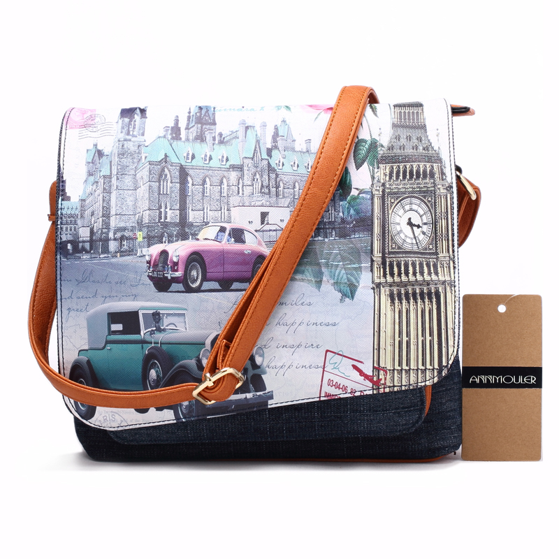 Vintage Women Bolsa Feminina London Style Denim Shoulder Bag Patchwork Crossbody Messenger Bag Large Capacity Ladies Handbags