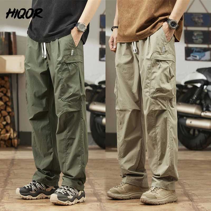 HIQOR Brand Casual Pants Man Summer Multiple Pockets Cargo Pants Y2k Baggy Pants Thin Trousers Outdoor Hiking Workout Streetwear LX241107
