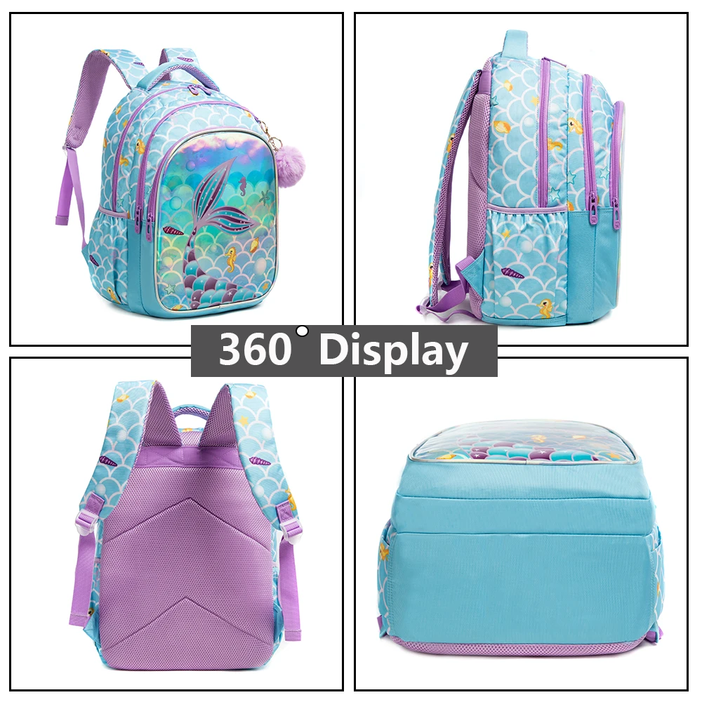 Kids Backpack Set for School Teenagers Waterproof School Bags for Girls Backpack Mermaid Cartoon Bag Kids School Bags Supplies