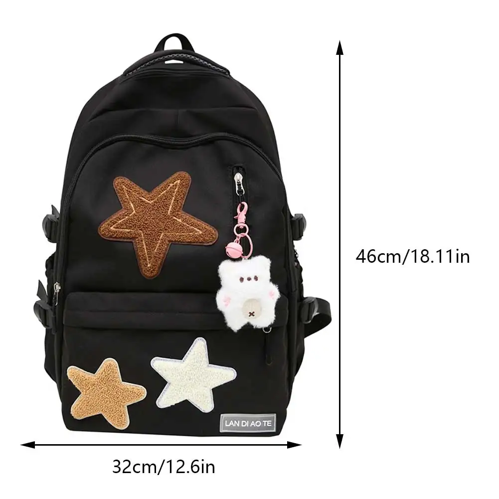 Women Backpack Cute School Bag for Girls Large Capacity Vintage Laptop Backpack Mochilas Star Appliques Travel Outdoor Backpack
