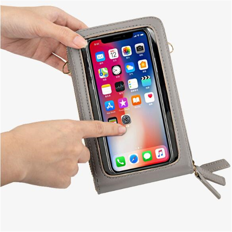 Transparent Smart Phone Pocket for Women Touchable Cell Mini mobile phone bag Women's Shoulder Bag Crossbody Bags Handbag Purse