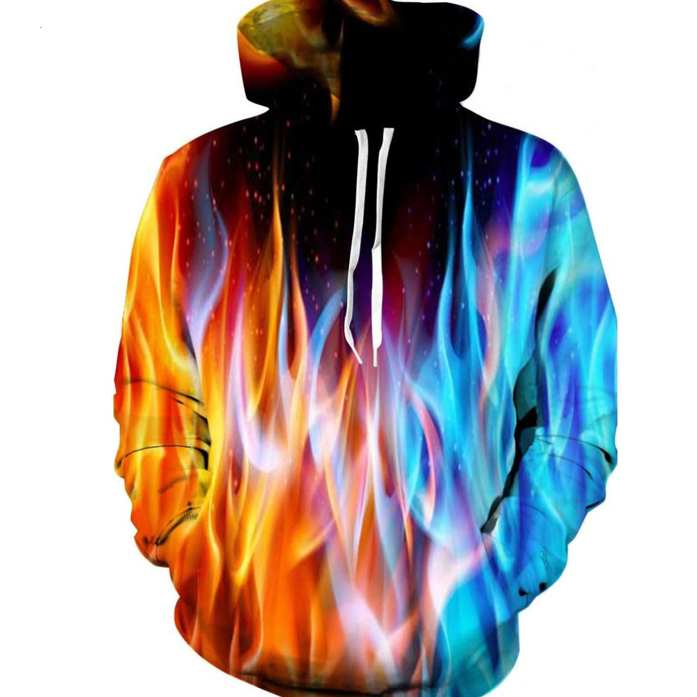 Hoodie for Mens Unisex 3D Printed Hoodies Casual Workout Hoodie Sweater Sweatshirt Graphic Hoodies sweatshirt Cool Orange Blue Pattern