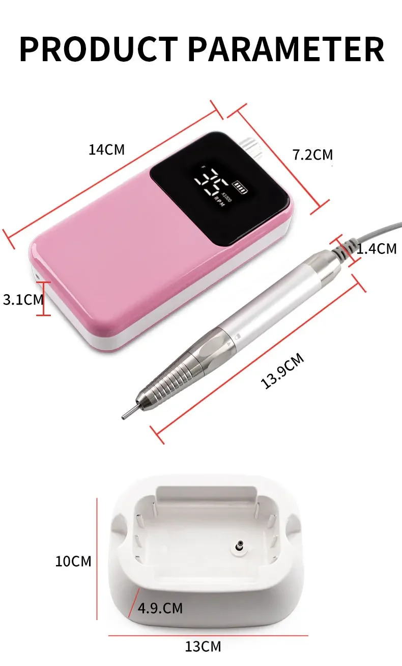 85W Electric Nail File 35000 RPM Cordless Professional Brushless Nail Drill Machine 241106