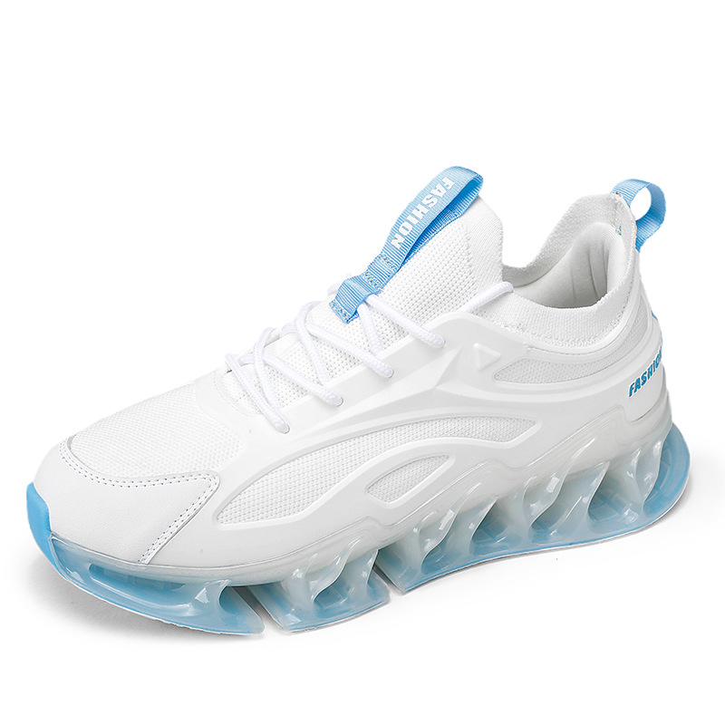 Men's Sports Shoes:Fashion Running Breathable Anti Slip Blade Shoes Athleisure Style Sneakers,Black/White/Blue,Free shipping