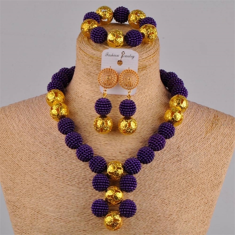 Majalia Yellow African Wedding Jewelry Nigeria Fashion Wedding African Plastic Bead Jewelry Set HH-04 241106