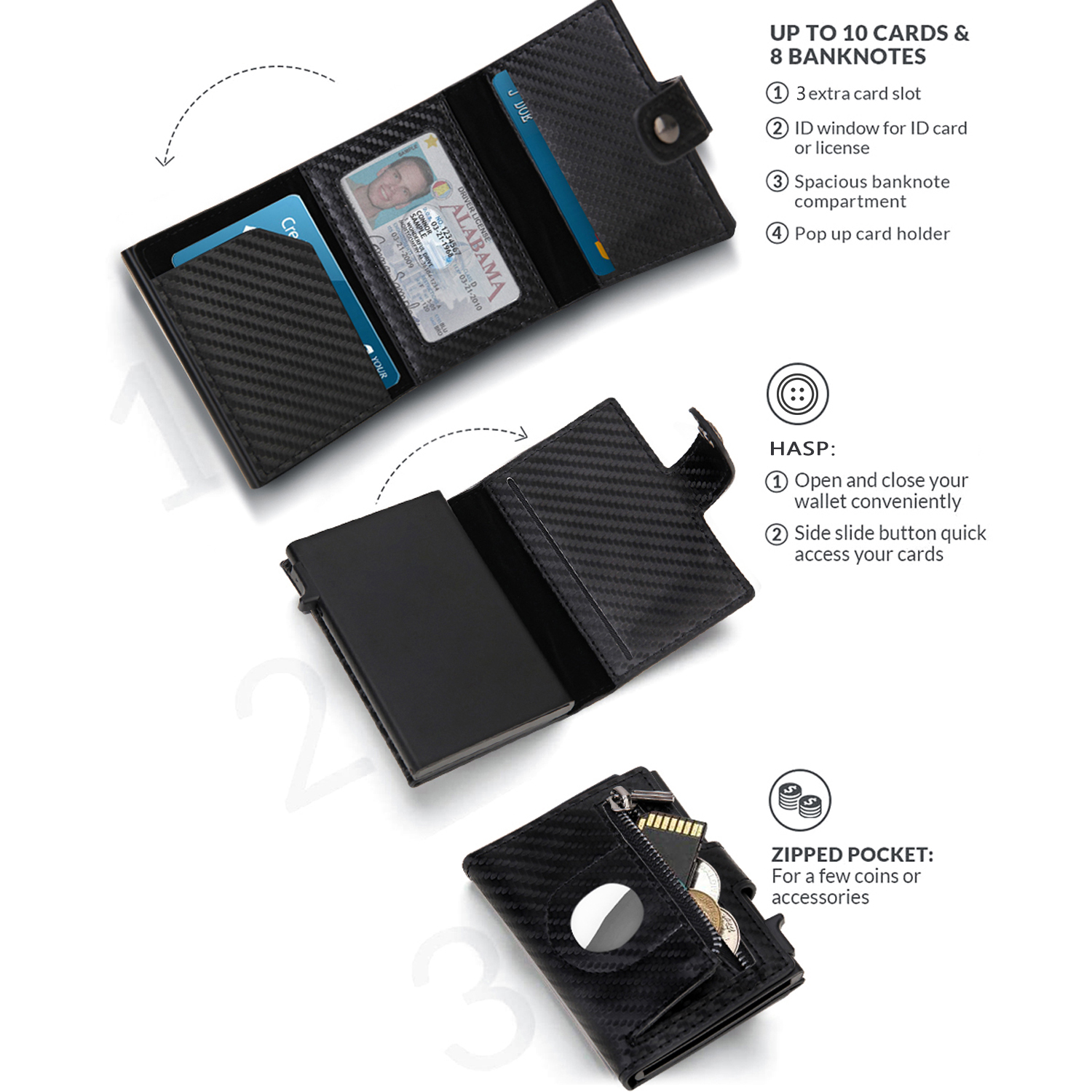 Rfid Credit Card Holder Men Wallets Carbon Fiber Cardholder Case Short Purse Small Slim Mini Wallets For Airtag Air Tag Tracker