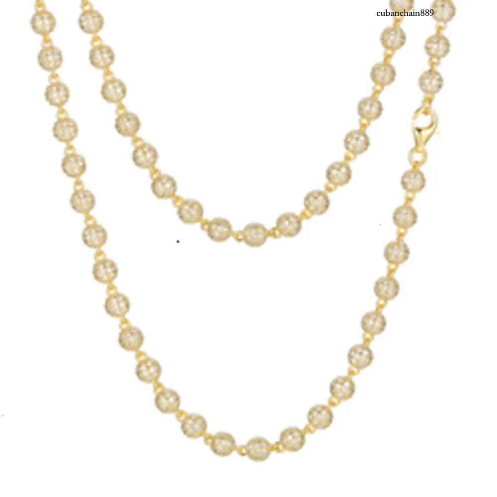 New Hip Hop Jewelry Rappers 5mm Sterg Sier VVS Moissanite Dia Iced Out Bead k Chain Necklace For Men