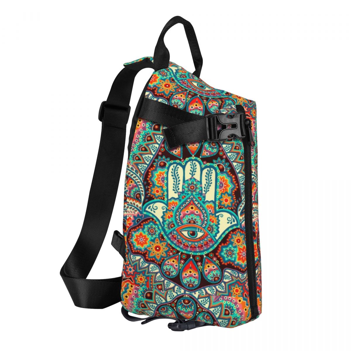 Hamsa Hand Chest Bags Boy Retro Floral Print Bicycle Shoulder Bag Cute Print Small Bag Phone Outdoor Style Sling Bags