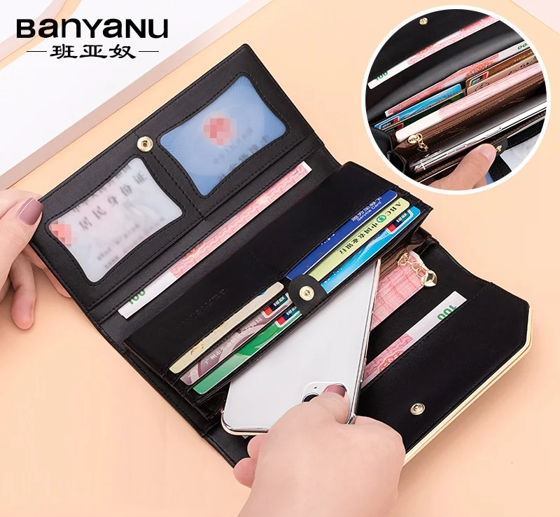 RFID Wallets for Women NEW Luxury Card Ladies Wallet Faux Leather Purse Black Purple Blue Red Pink Gold Bags Carteras Femme