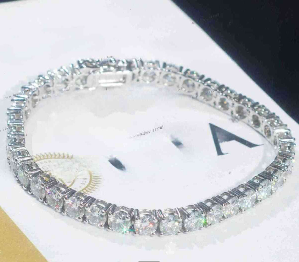 IGI GIA Certified Lab Grown Dia 10K 14K Solid Gold Bracelet Iced Out 3MM 4MM 5MM Vvs Moissanite Tennis Chain Free shipping
