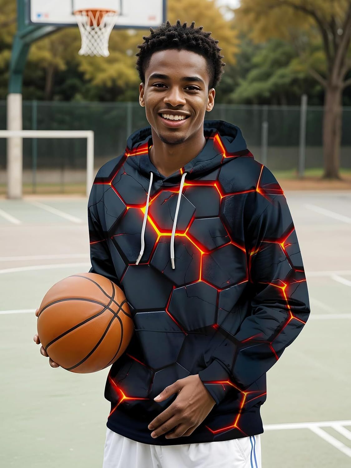 Hoodie for Mens Womens Graphic Hoodies for Men Funny Novelty Pullover Sweatshirt Xmas Teen Boy Gifts Black red Galaxy Hoodie Graphic Cool black and re