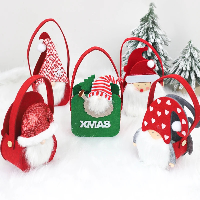 Felt Santa Claus Gift Bag Christmas Dwarf Candy Gift 241107