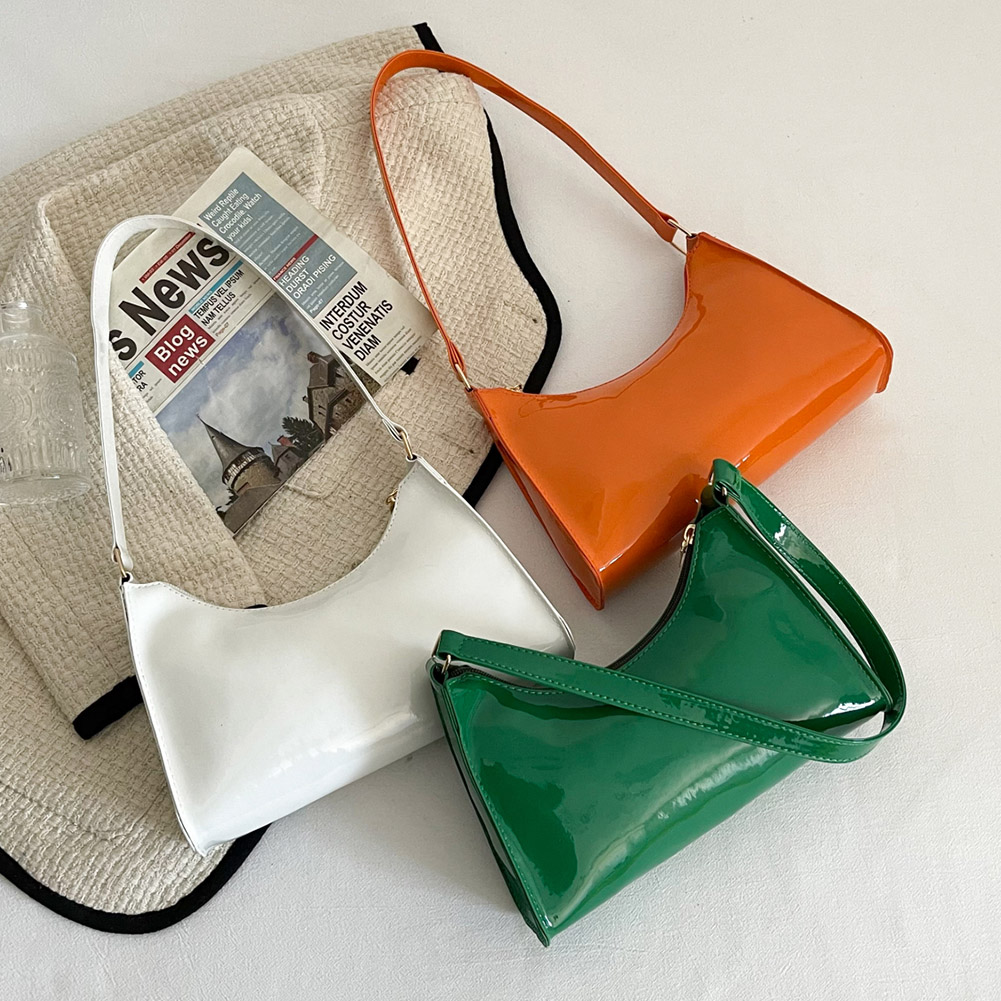 Shoulder Bag PU Leather Lady Elegant Purse Fashion Solid Color Portable Exquisite Casual Simple Bright Face for Weekend Travel