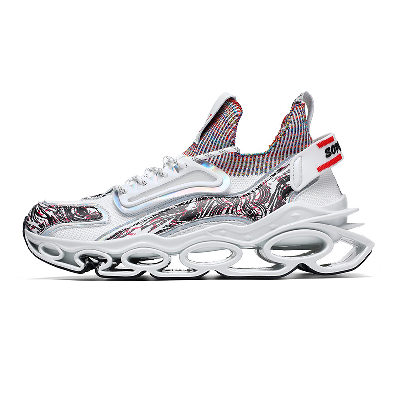 Men's Sports Shoes: Breathable Mesh Fly Woven Comfort Running Sneakers, Black/Beige/White, 2024 New 835e