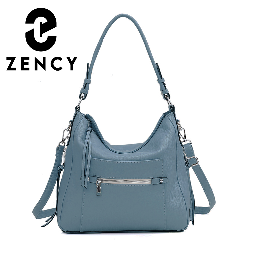 Zency New Classic Genuine Leather Shoulder Bags For Women's High Quality Simple Female Crossbody Handbag Large Commute Bag