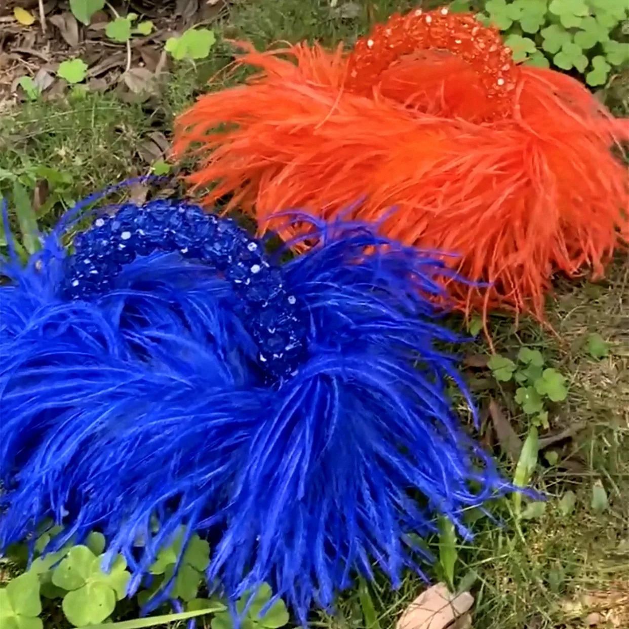 Pearl bag with feathers fur er transparent acrylic crystal stone box handbag womens handmade party wallet 241106